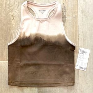NWT Athleta Shanti Watercolor Stripe Crop Tank, Mortar Mushroom color, Size XS.